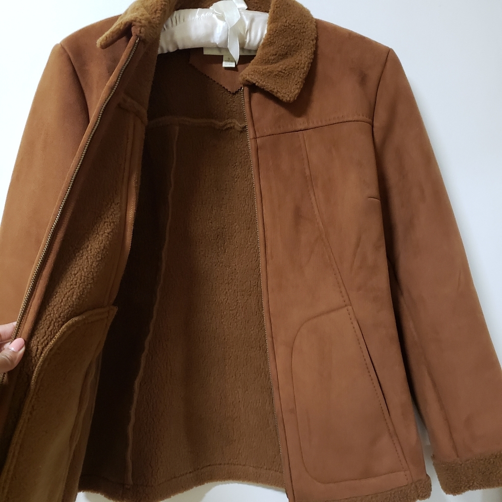 JONES NEW YORK Faux Suede Sherpa Lined Jacket